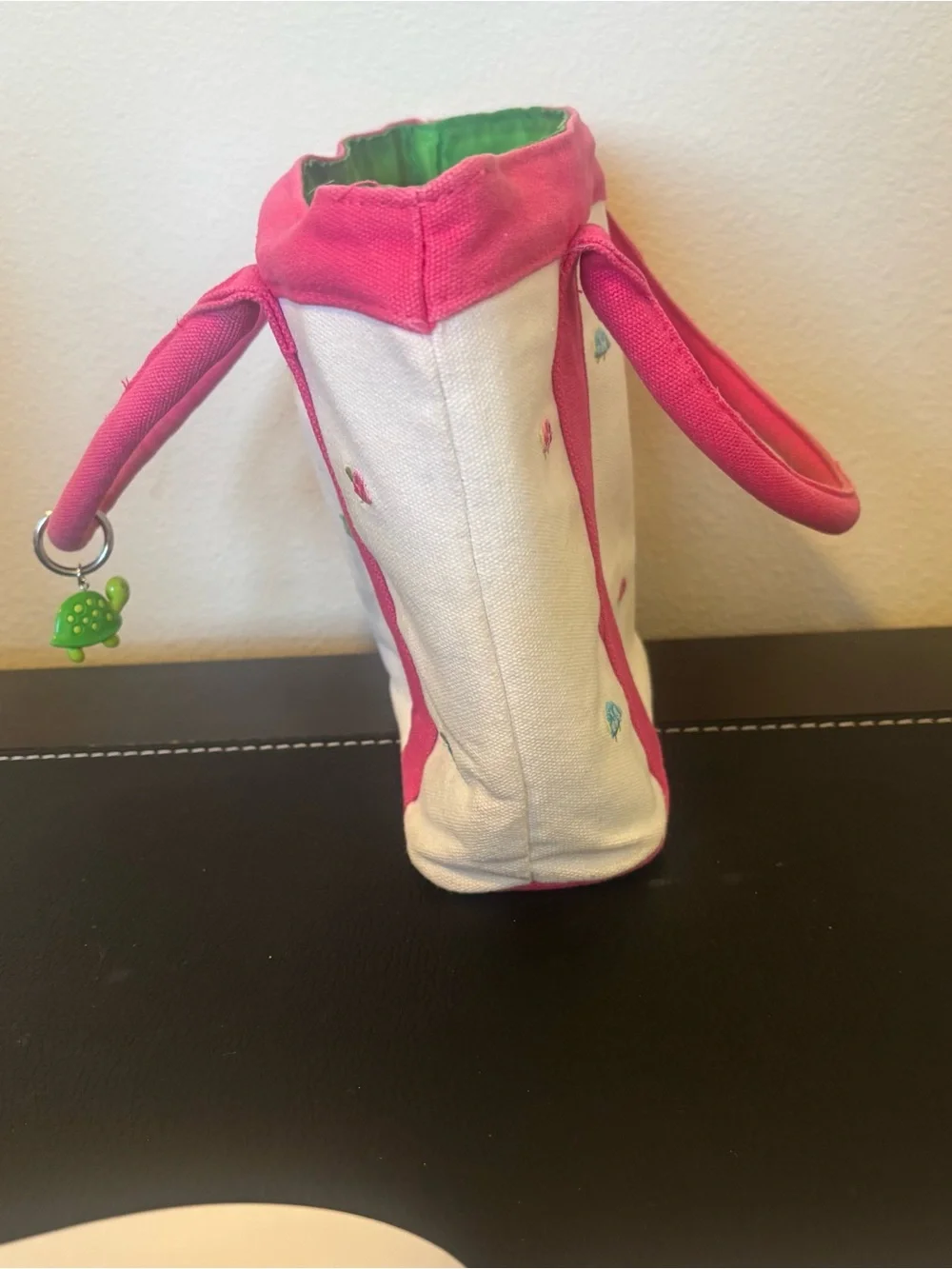 Vintage 2007 Gymboree Preppy Turtle Canvas Boat Tote Bag Pink Green One Size